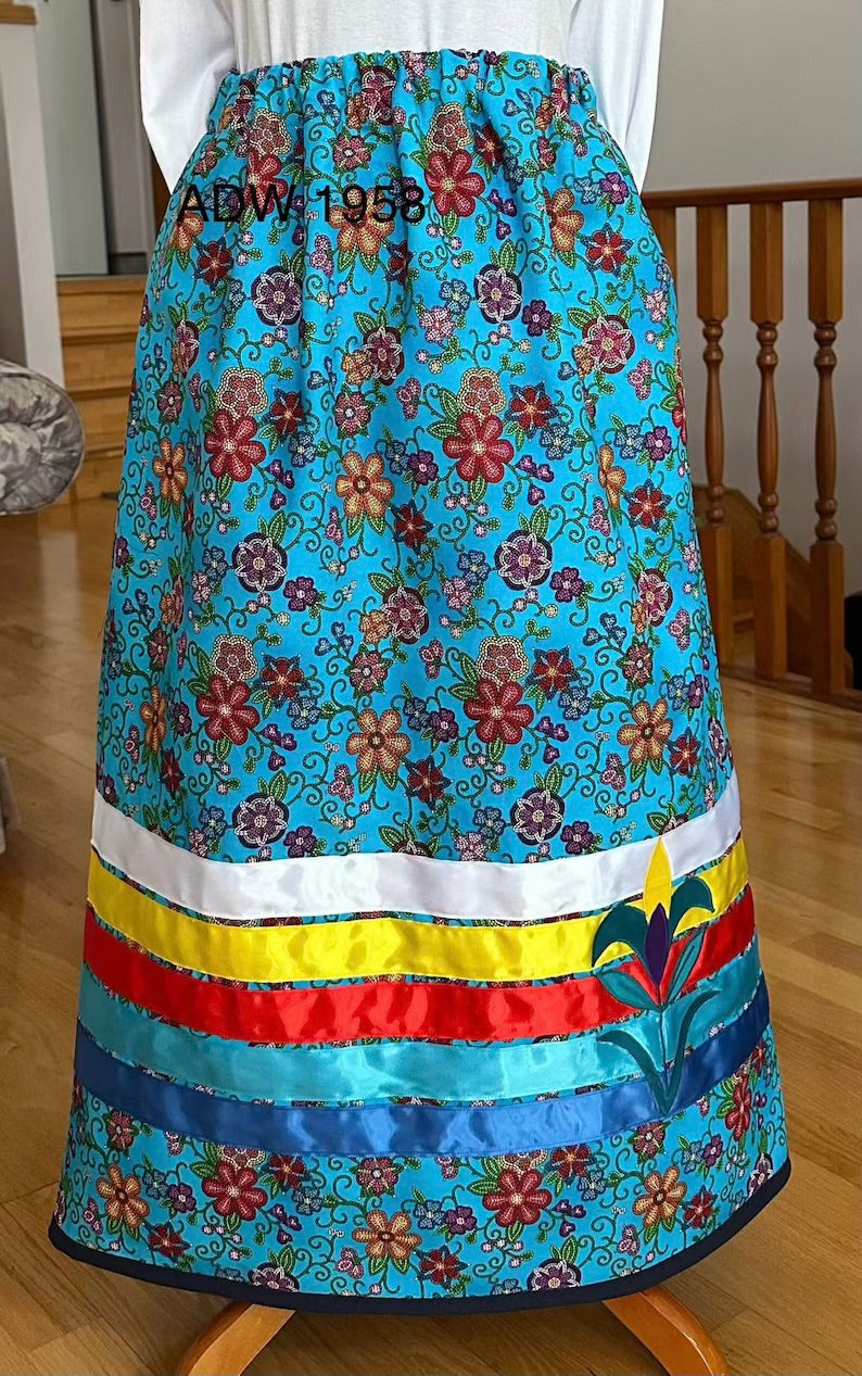 【Ameri VINTAGE】RIBBON EMBROIDERY SKIRT Lace Overlay Ribbon Skirt | Floral Lace Ribbon Skirt